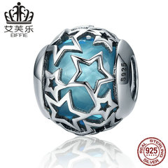 艾芙樂 歐美熱賣款璀璨星空S925純銀星形鑲寶石珠子手鍊配件珠子