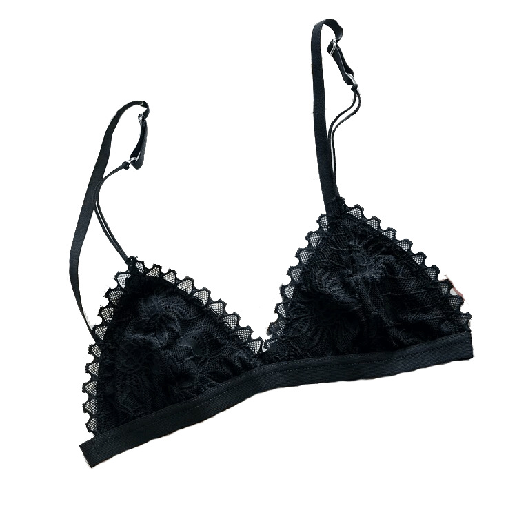 Ropa interior de encaje francés tubo superior japonés triángulo taza sexy sujetador inalámbrico nueva delgada pecho envuelto chica