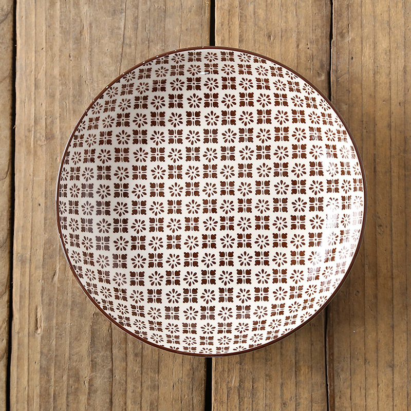 8 인치 쌀 접시-붉은 녹색 꽃