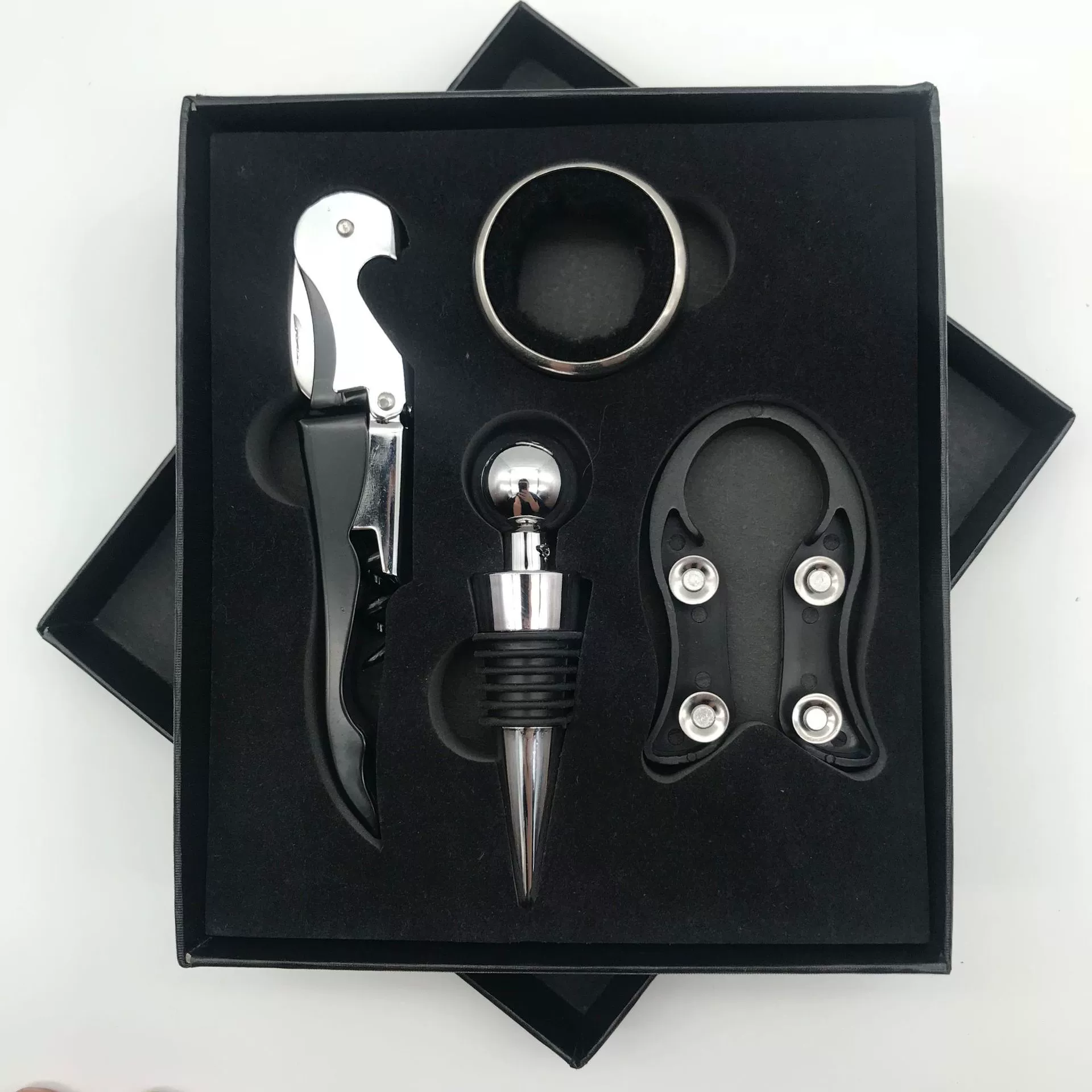 Bottle opener, set stainless steel, vacuum wine dispenser, gift box, Birthday gift, 4 piece set