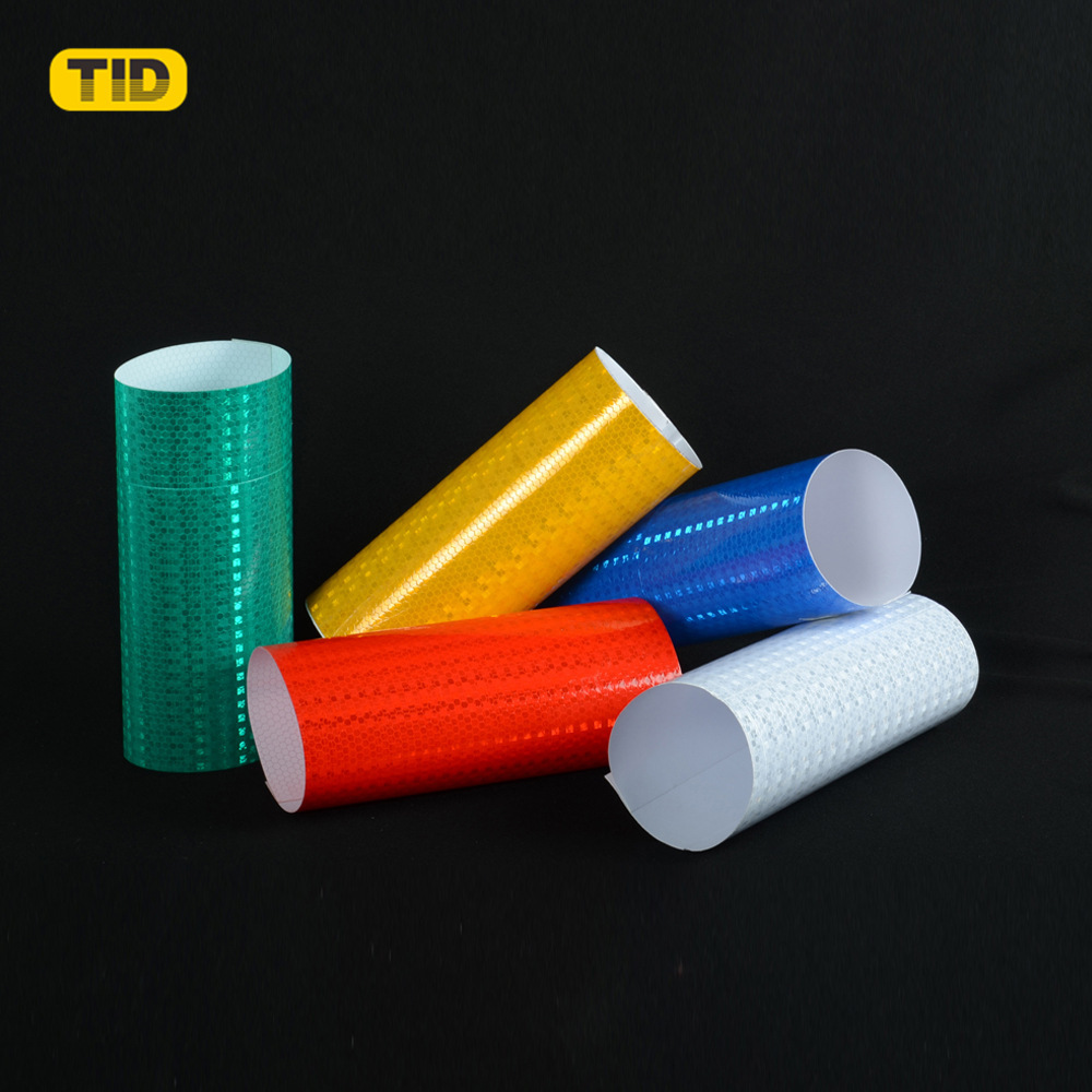 pvc晶彩格反光膜 跨境黄色闪亮星反光胶带 橡胶定位器反光条