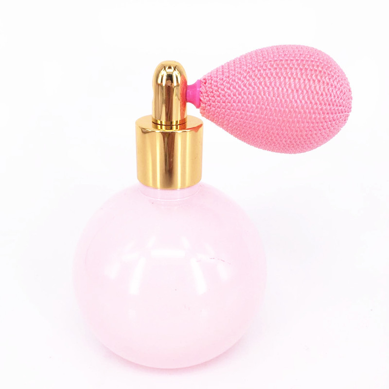 经典款圆球香水瓶100ml厚底粉色玻璃瓶螺纹口气囊瓶空瓶子