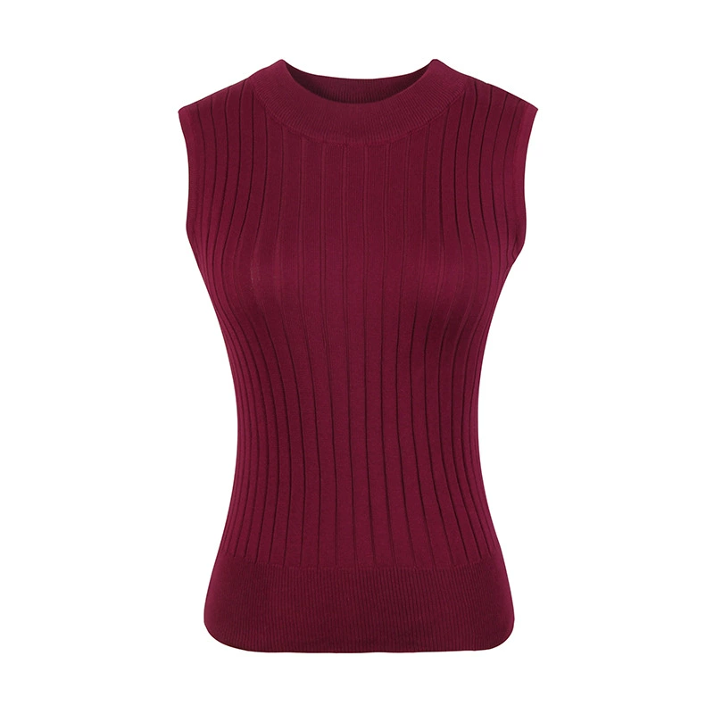 Solid base rostometer, knitted bra top, sweater sleevless, T-shirt, slim fit, high collar