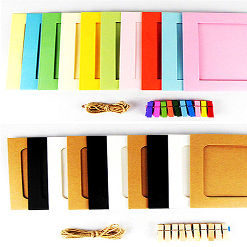 4-inch 5-inch 6-inch 7-inch postcard paper photo frames, colorful and plain, fresh and creative, jute rope clips for hanging photo walls