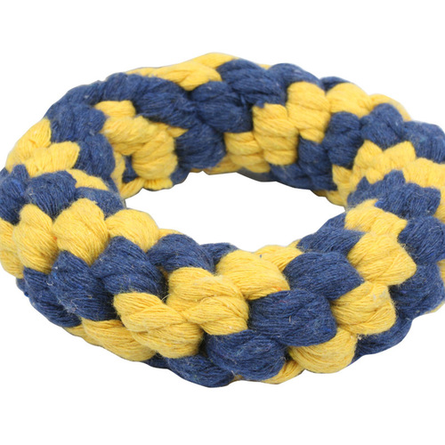 Cross-border new dog toys, hand-woven cotton rope toys, donut puppy dog ​​pet bite-resistant teething toys