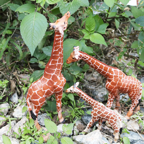 Cross-border science and education children's simulated wild animal model solid giraffe set cognitive home furnishing toys