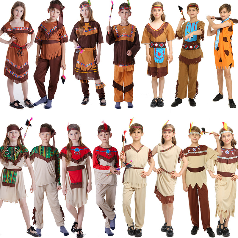 Halloween costume children boys indigenous girls Indian costume Savage costume children boys Indigenous