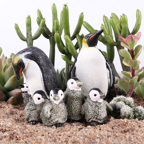Cross-border children's toys simulation Antarctic emperor penguin polar bear polar animal model micro landscape ornament set