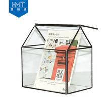 现代几何玻璃罩花房苔藓微景观植物花盆创意翻盖盆栽装饰瓶礼盒