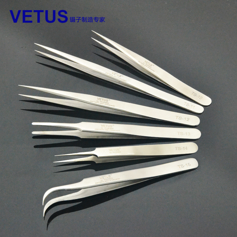 VETUS productos genuinos 38 grados ST-15, codo recto TS-15 teléfono móvil de reparación nido pájaro pelo recogiendo pinzas acero inoxidable