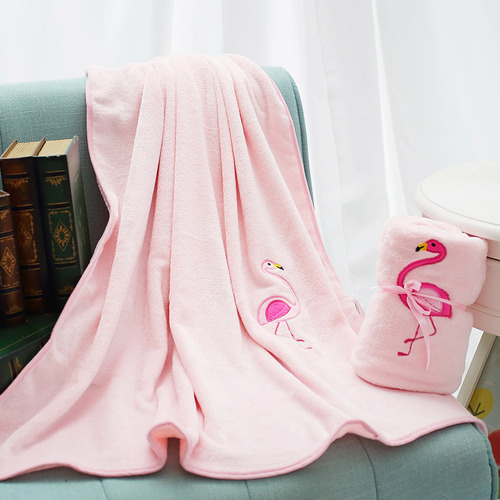 Ins Nordic Style Plush Blanket Flamingo Gift Throw Blanket Double-Sided Fleece Air Conditioner Blanket 520 Valentine's Day Gift