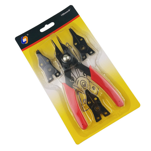 Four-in-one red/yellow circlip pliers, four-head retaining ring pliers, internal and external snap ring pliers, shaft spring disassembly and assembly