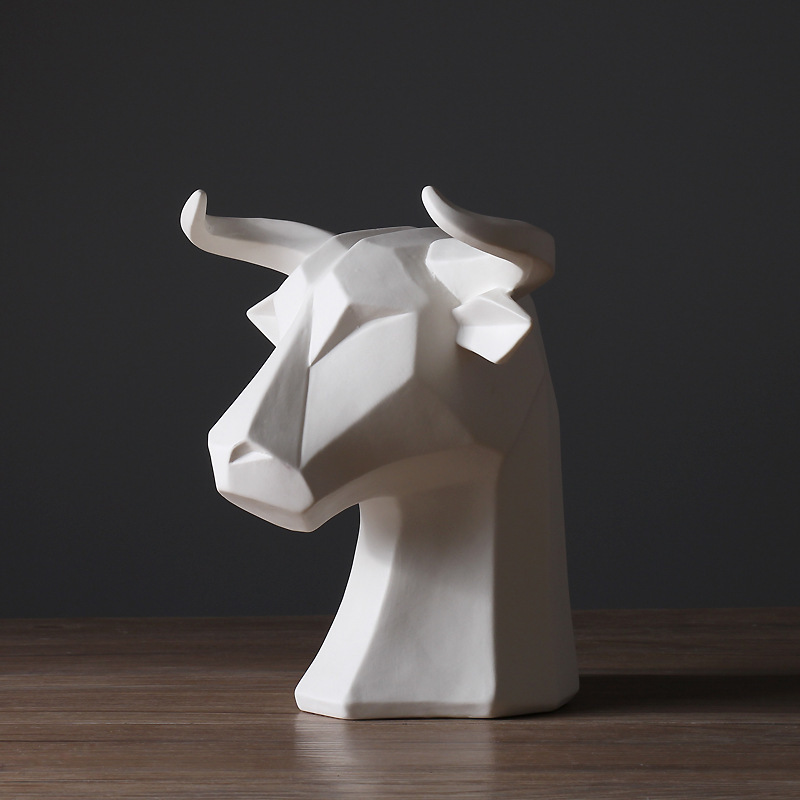 Llano asado abstracto Estilo nórdico animal blanco Cabeza de Vaca decoración moderna sala de estar minimalista habitación modelo decoración del hogar
