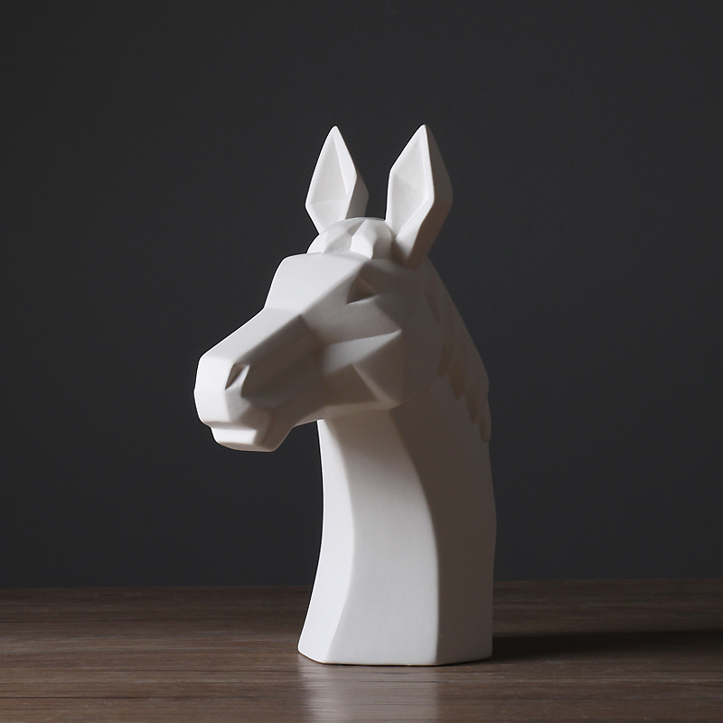 Estilo nórdico abstracto animal blanco caballo cabeza decoración moderna minimalista Hotel sala de estar decoración del hogar