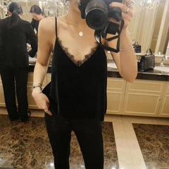 Deep-V Eyelash Lace Base Top, Chic Velvet Camisole—Women's Wearable & Layerable, Plus-Size Design