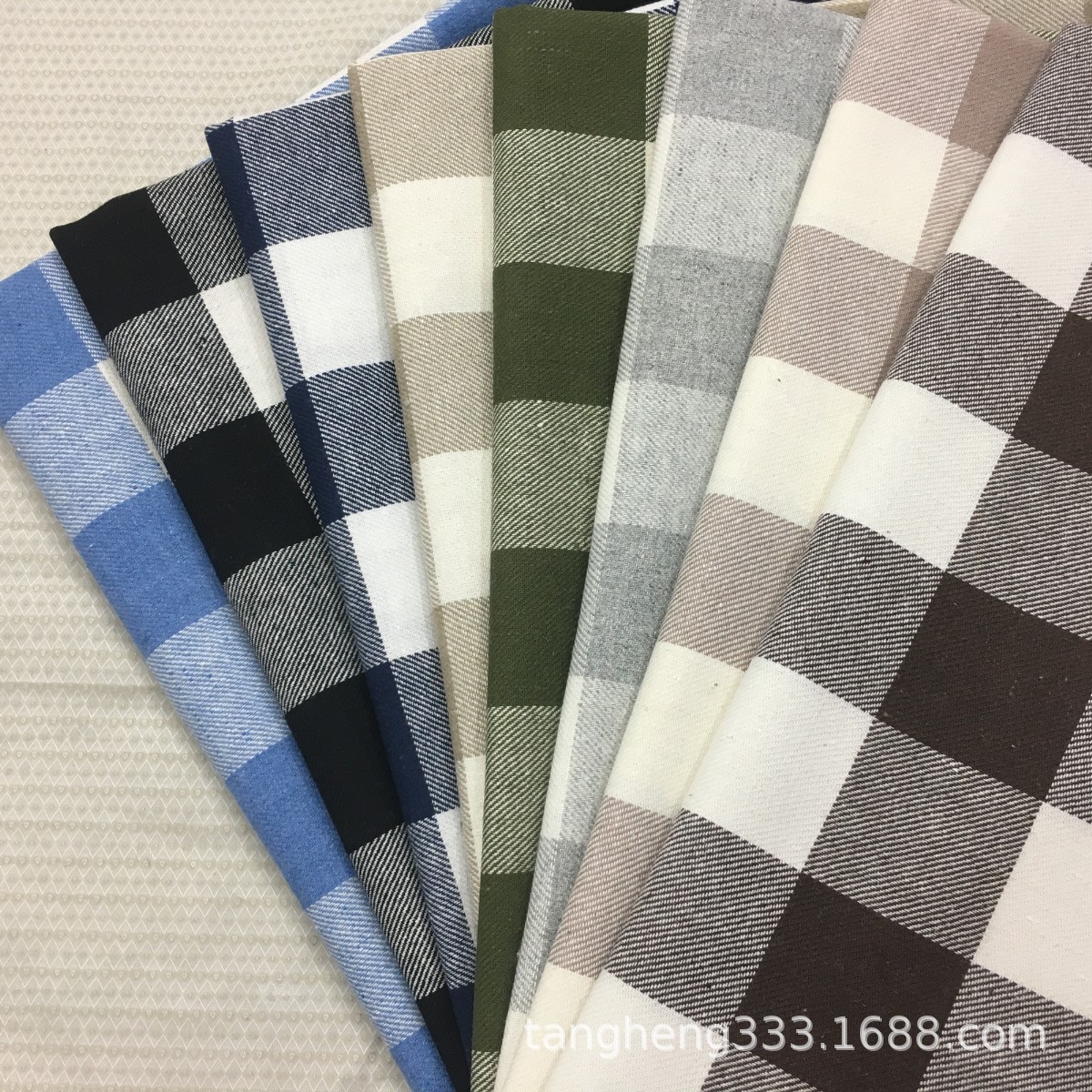 8色入色织大格子棉麻 手工 亚麻面料  麻棉 麻布 现货供应 斜纹格