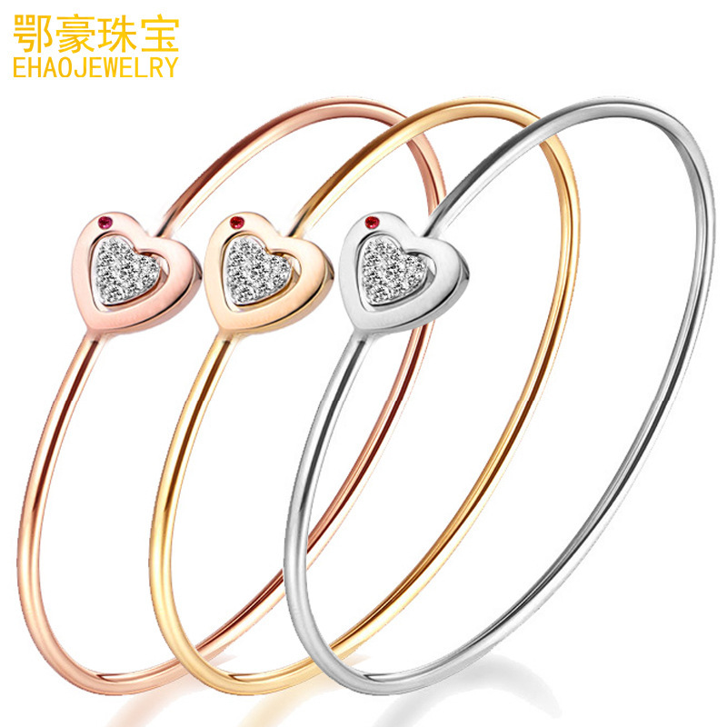 Ehao Jewelry 18K Gold Diamond Bracelet A Two-Wearing Heart-Shaped Bracelet Color Gold Platinum Rose Gold Authentic Bracelet