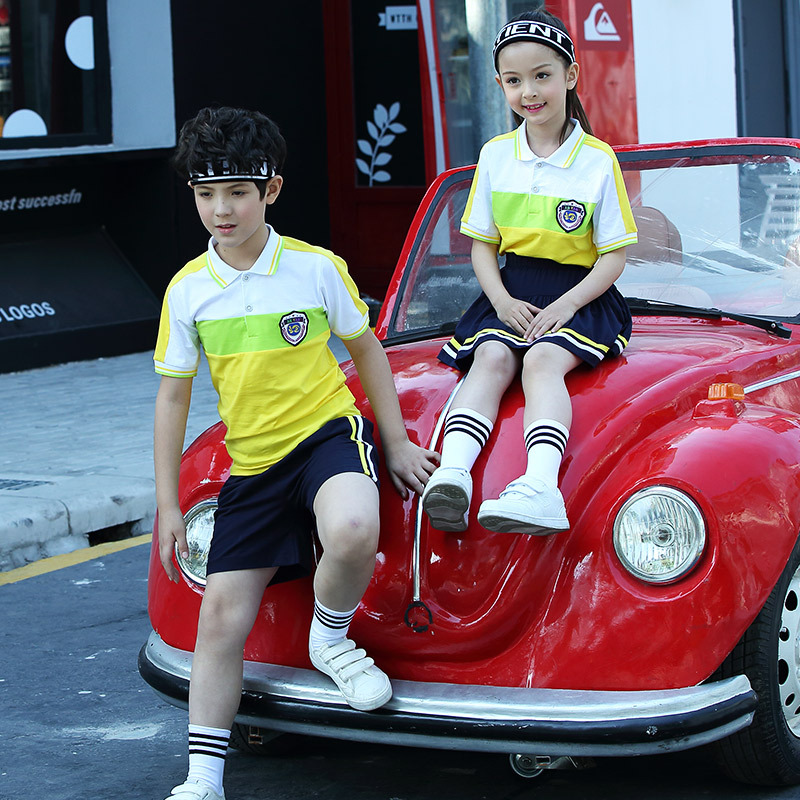 Lanyang Beibei Student School Uniform Wholesale New Summer Clothes Kindergarten Garden Clothes Group Clothes Primary School Sportswear M03