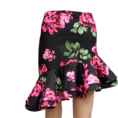Latin dance skirt, body-hugging half skirt, lace fish tail skirt, Latin dance practice skirt, women's performance costume, printed fishbone skirt