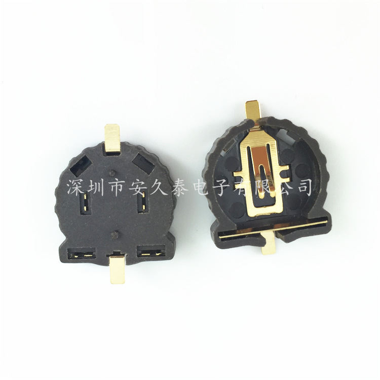 Cr1220 Button Battery Holder Bs-1220-2 Smd Battery Holder/Battery Compartment with Gold-Plated Pins and High Temperature Resistance