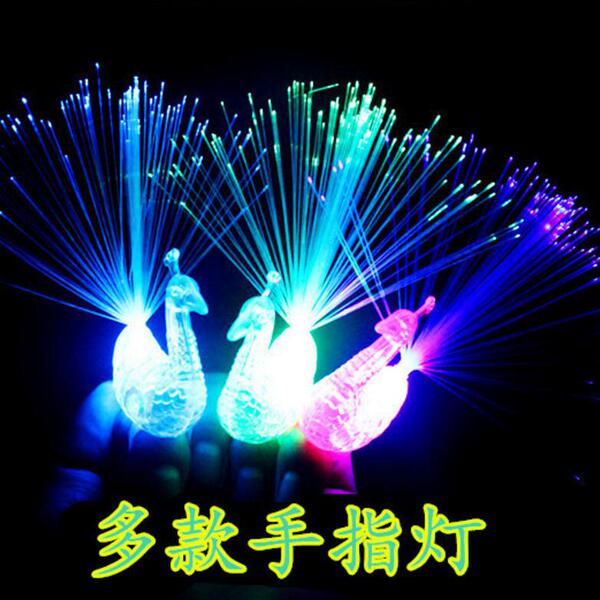 Guangdong goods luminous finger lamp color-changing peacock tail…