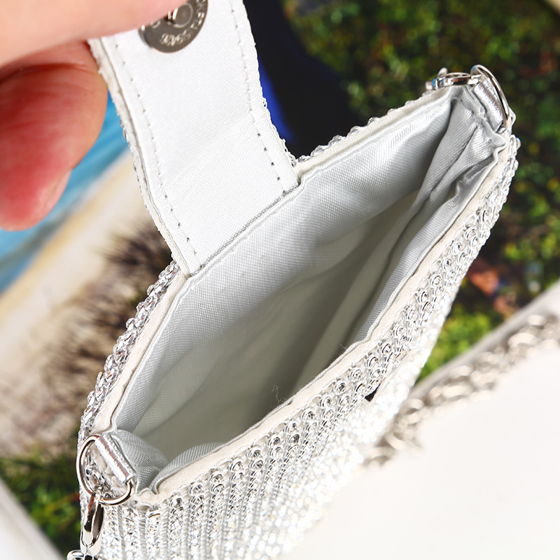 Transfronterizo nuevo bolso del teléfono móvil incrustado en diamantes de cadena de las mujeres crossbody hombro pequeño bolso de noche de diamantes de imitación bolso de fiesta vertical
