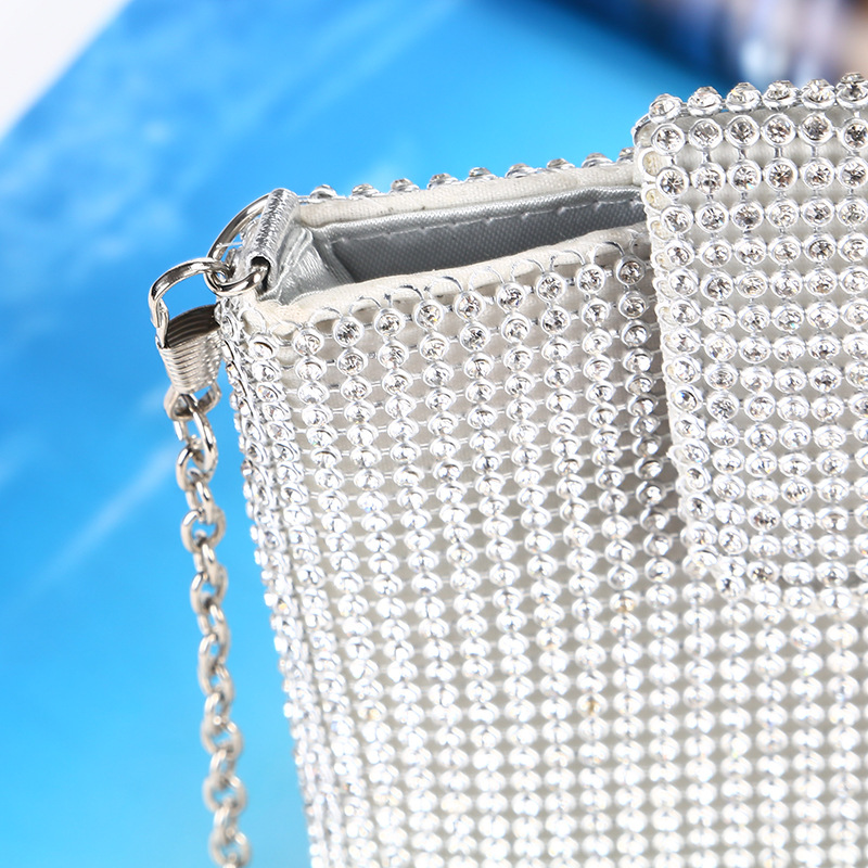 Transfronterizo nuevo bolso del teléfono móvil incrustado en diamantes de cadena de las mujeres crossbody hombro pequeño bolso de noche de diamantes de imitación bolso de fiesta vertical