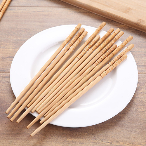 Household Bamboo Chopsticks Disposable Solid Wood Hot Pot Chopsticks Natural Bamboo Non-Slip Commercial High Temperature Resistant Wholesale Natural Paintless