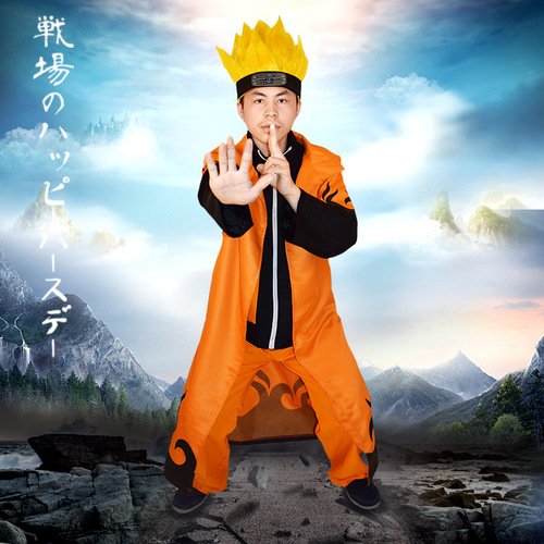 Halloween Akatsuki organization cos suit Naruto fourth generation sixth generation Naruto orange and white performance cloak cloak