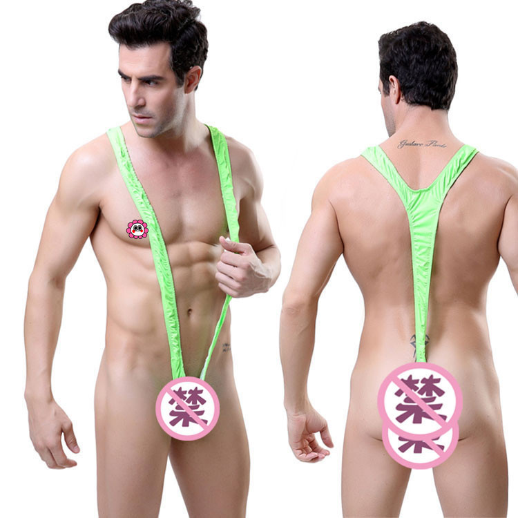 Sexy Lingerie Men's V-Shaped One-Piece Suspender-Style Elastic Swimsuit Men's Sexy Jumpsuit Thong Temptation Wholesale