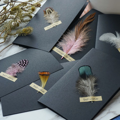 Mugua Creative Feather Black DIY Greeting Card Mid-Autumn Card Cross-Border Thank You Christmas Card