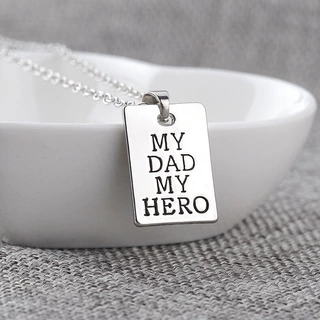 欧美创意父亲节项链My Dad My Hero个性吊牌项链配饰 Wish速卖通
