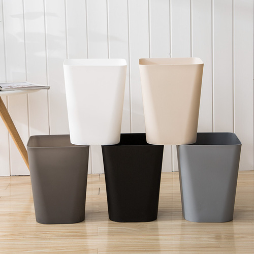 Creative monochrome lidless trash bin for home living room bedroom bathroom kitchen large and small size wastebasket