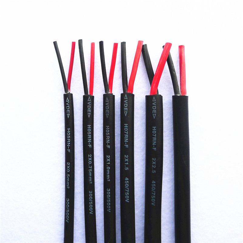 现货供应红黑橡胶线HO5RN-F/YZW2*0.75/1.0长条灯橡胶电源线