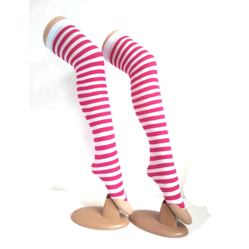 Рождественские чулки, длинные полосатые носки, костюмы для аниме-игр, модные носки выше колена в тон.