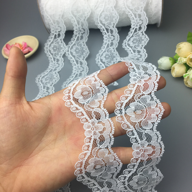 现货供应3.6CM大双波浪蕾丝花边 DIY毛衣服装蕾丝花边 可染颜色