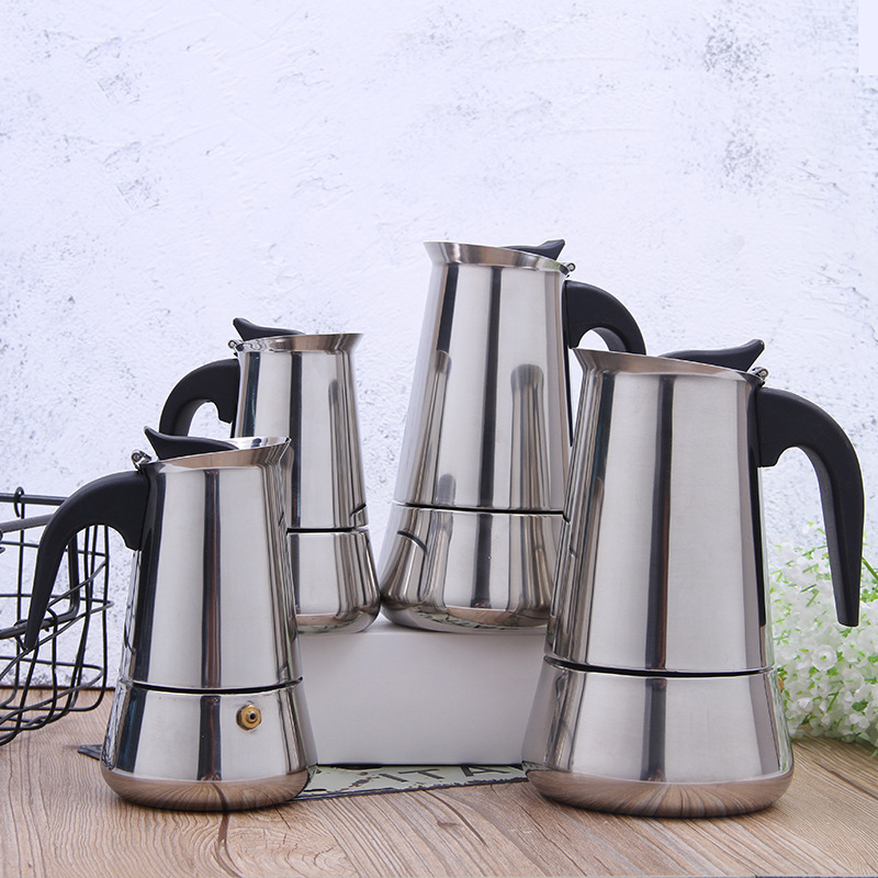 Stainless Steel Moka Pot Coffee Pot Household Coffee Machine Coffee Utensils Big Belly Type Moka Pot Factory Direct Sale
