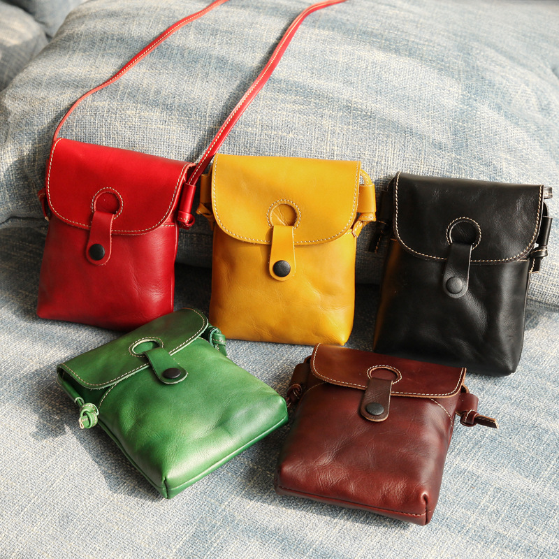 Whale Song Commercial Bank transmisión en vivo oferta especial bolsa de teléfono móvil de cuero genuino primera capa de piel de vaca crossbody bolsa pequeña bolsa de cuero curtido vegetal bolso de mujer