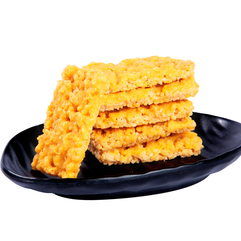 厂家直销蟹香蛋黄味糯米锅巴蟹黄咸香脆网红休闲零食油炸袋装批发