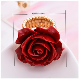 Accessory, fresh red ring for St. Valentine's Day, wholesale, flower decoration