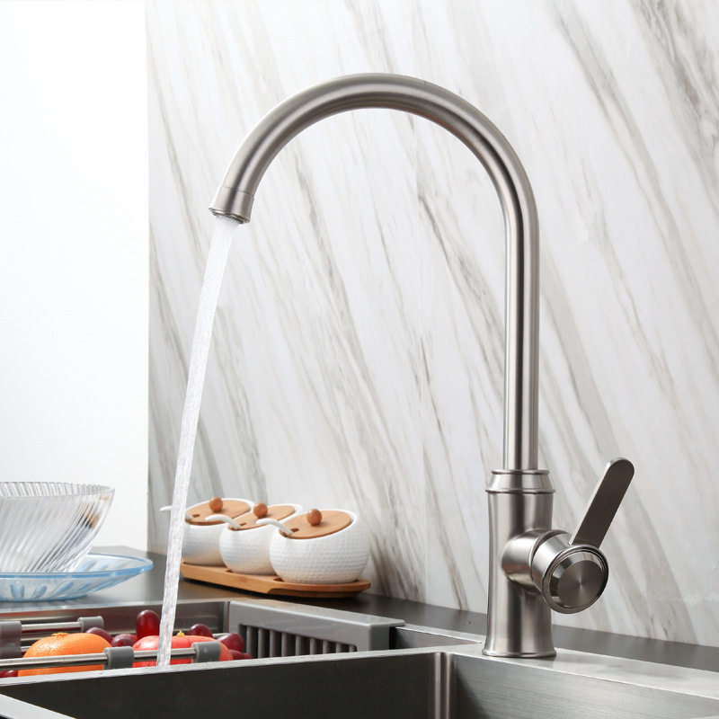 Factory direct 304 stainless steel kitchen hot and cold faucet European antique rotatable dish basin sink faucet