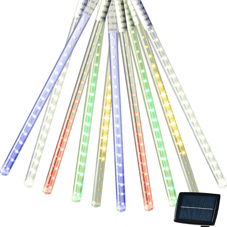 Solar meteoro luz cadena grande 10 LED meteoro impermeable al aire libre Festival de Navidad Festival de Primavera de color decorativo Cadena de luz