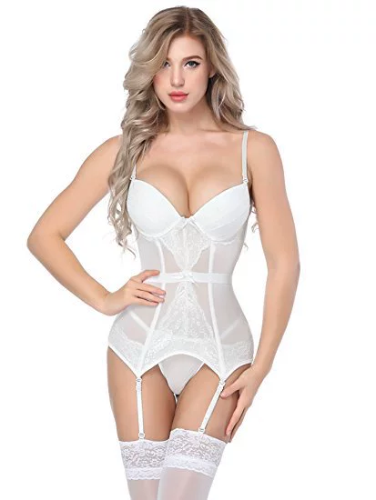 Кружевной корсет-боди, женское sexy нижнее белье, подвязанный прозрачный европейский стиль, размеры S–XXL