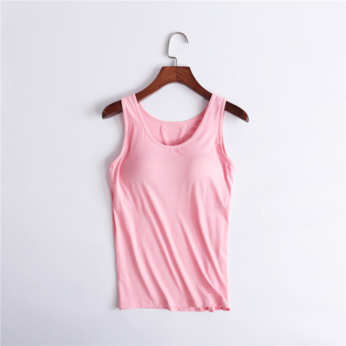 Modest wireless underwire one-piece camisole with cups, women's underwear, sleepwear, can be worn outside, summer