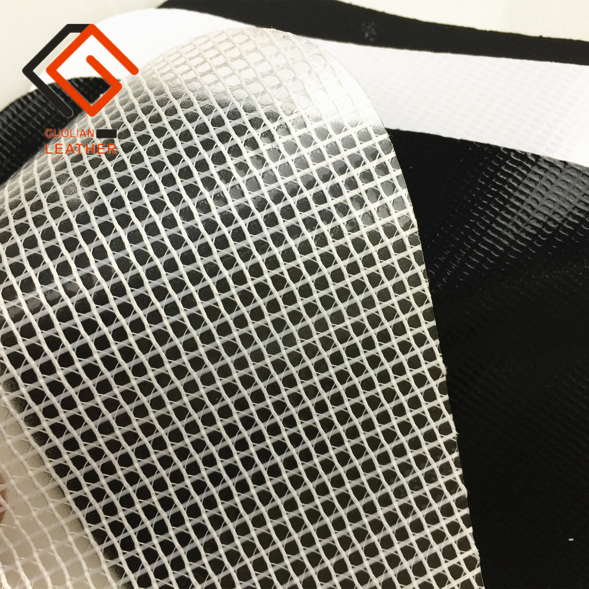 厂家直销 PVC透明夹网布网格布防水袋文件夹手袋箱包防尘防雨