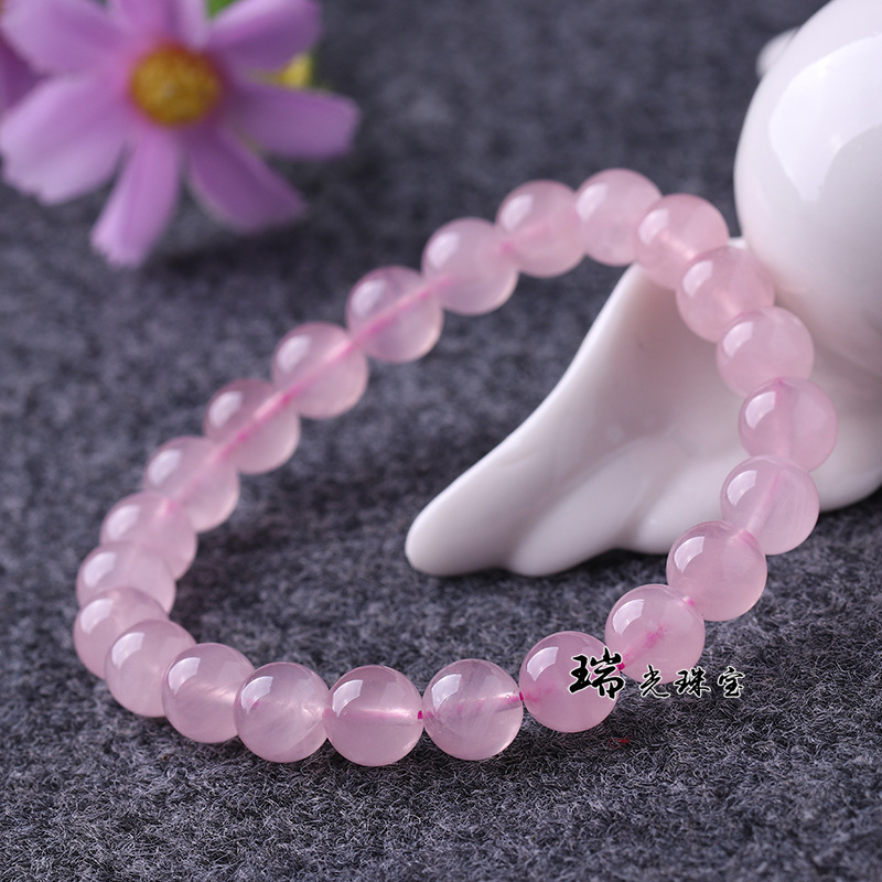 Horse pink crystal bracelet Wholesale natural Madagascar pink crystal single ring Women's bracelet peach blossom crystal jewelry
