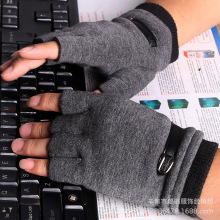 秋冬男女款不倒绒半指写字电脑打字露指手套加绒保暖跑步开车手套