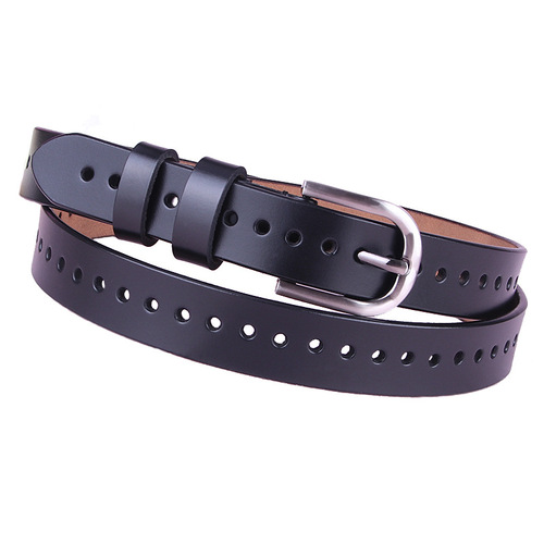 Women's Hollow Leather Belt Women's Pin Buckle Casual Versatile Women's Belt Fashion Decorative Jeans Belt 628