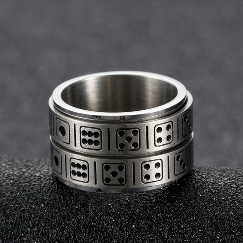 Titanium steel double ring dice rotating ring fun game small props stainless steel niche personality hand accessories wholesale
