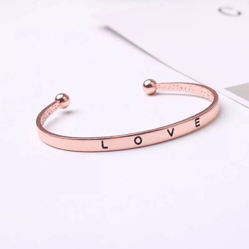 European and American Korean version versatile simple rose gold open metal lettering LOVE couple bracelet bracelet